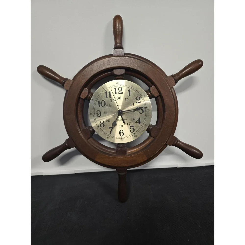 Vintage Seth Thomas Capstan 2326 Nautical Ship Captain's Wheel Wall Clock